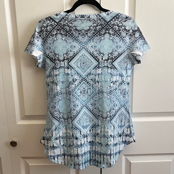 5 for $25! Style & Co Blue Pattern Blouse Medium - Picture 3 of 4